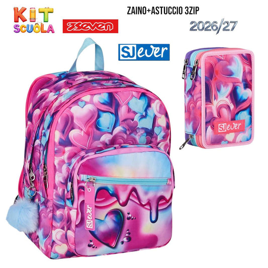 Kit Scuola Seven SJ Gang - Zaino e Astuccio 3 Zip Collezioni Assortite
