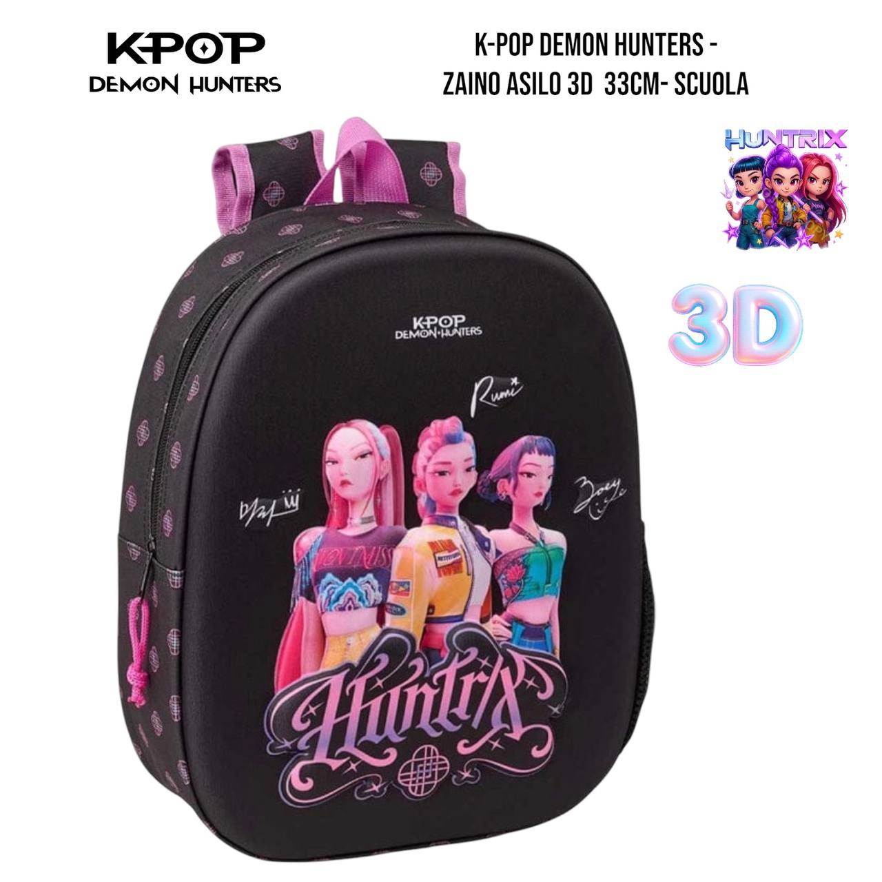 Zaino Asilo 3D K-Pop Demon Hunters Huntrix – 33 cm