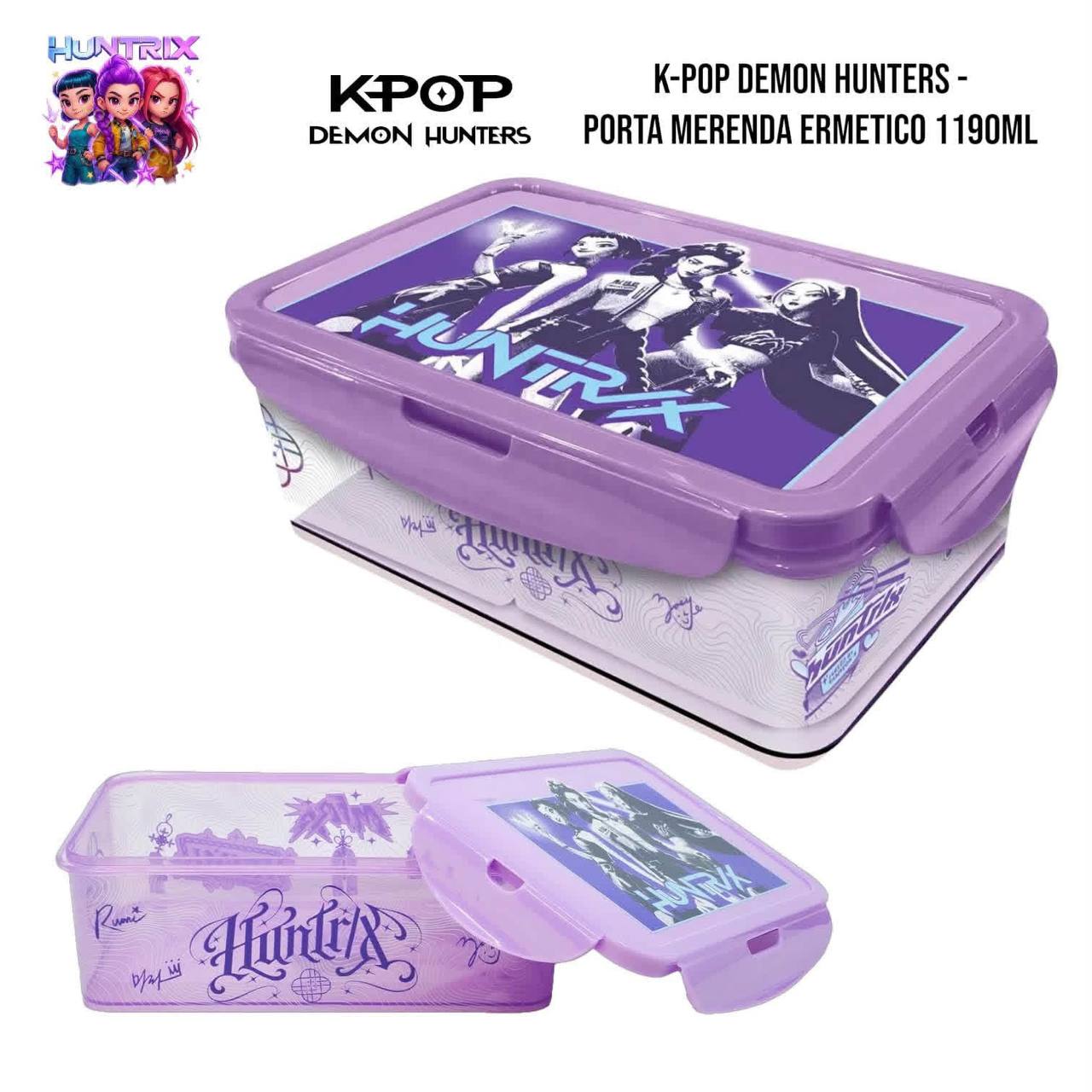 Portamerenda Ermetico K-Pop Demon Hunters Huntrix 1190 ml – Lunch Box Scuola e Tempo Libero