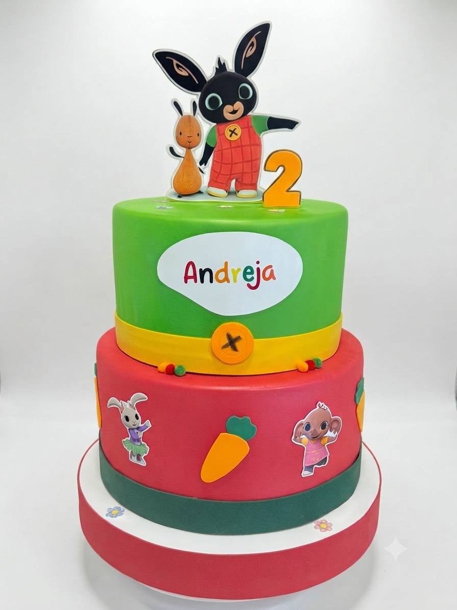 Torta Scenografica in Gomma EVA a Tema Bing con Personaggi - Personalizzabile