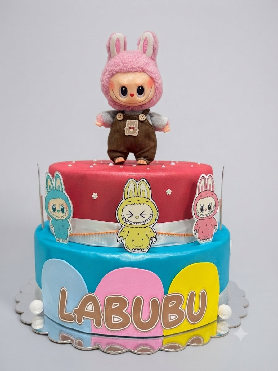 Torta Scenografica a Due Piani a tema Labubu