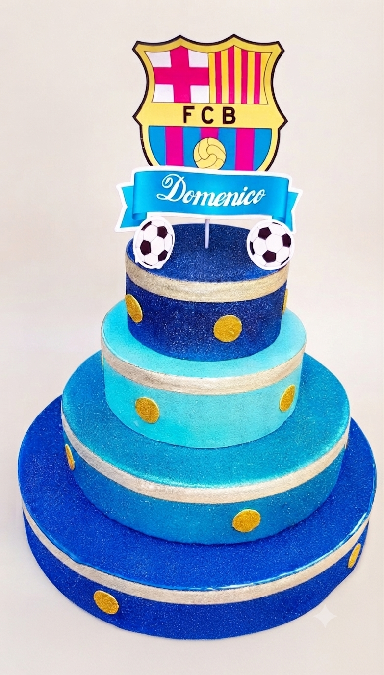 Torta Scenografica in Gomma EVA a Tema Calcio FC Barcellona - Artigianale e Personalizzabile