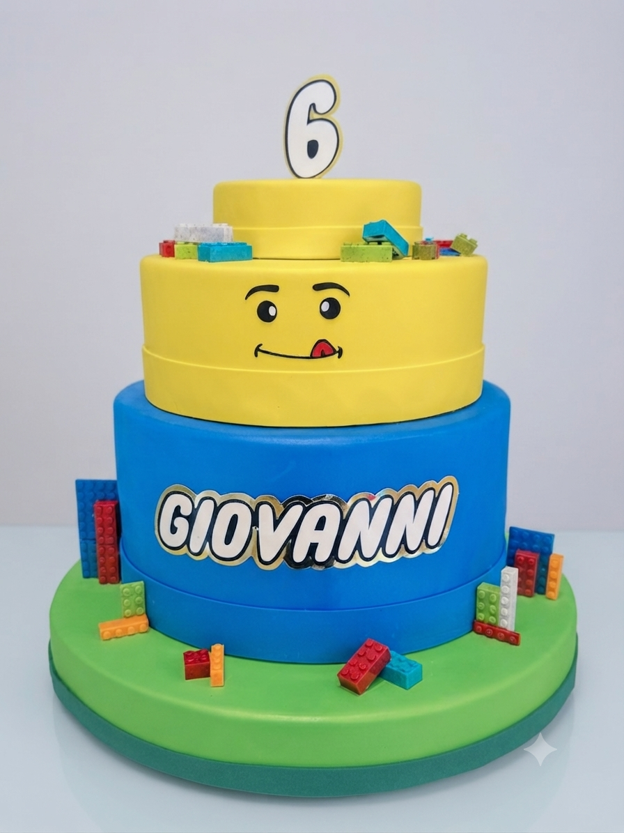 Torta Finta Scenografica in Gomma EVA a Tema Mattoncini / Costruzioni