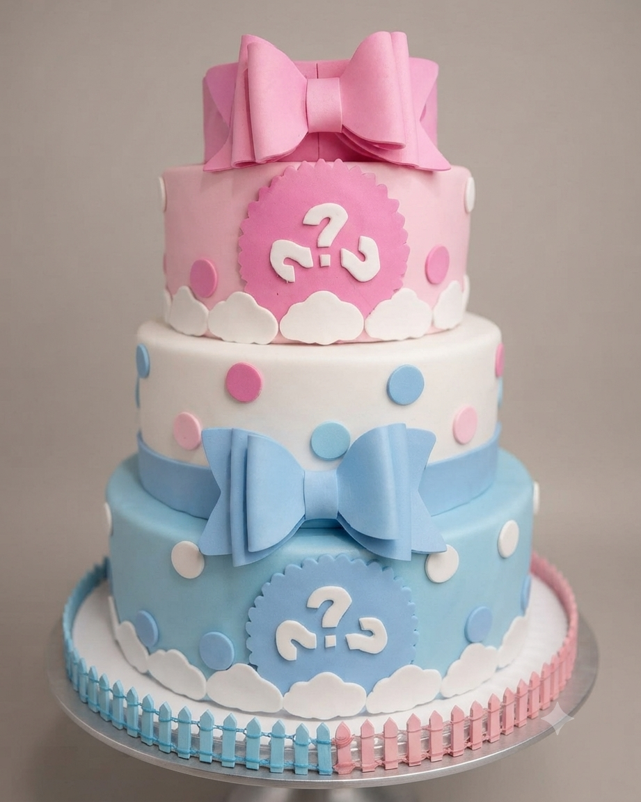 Torta Scenografica Gender Reveal a Più Piani