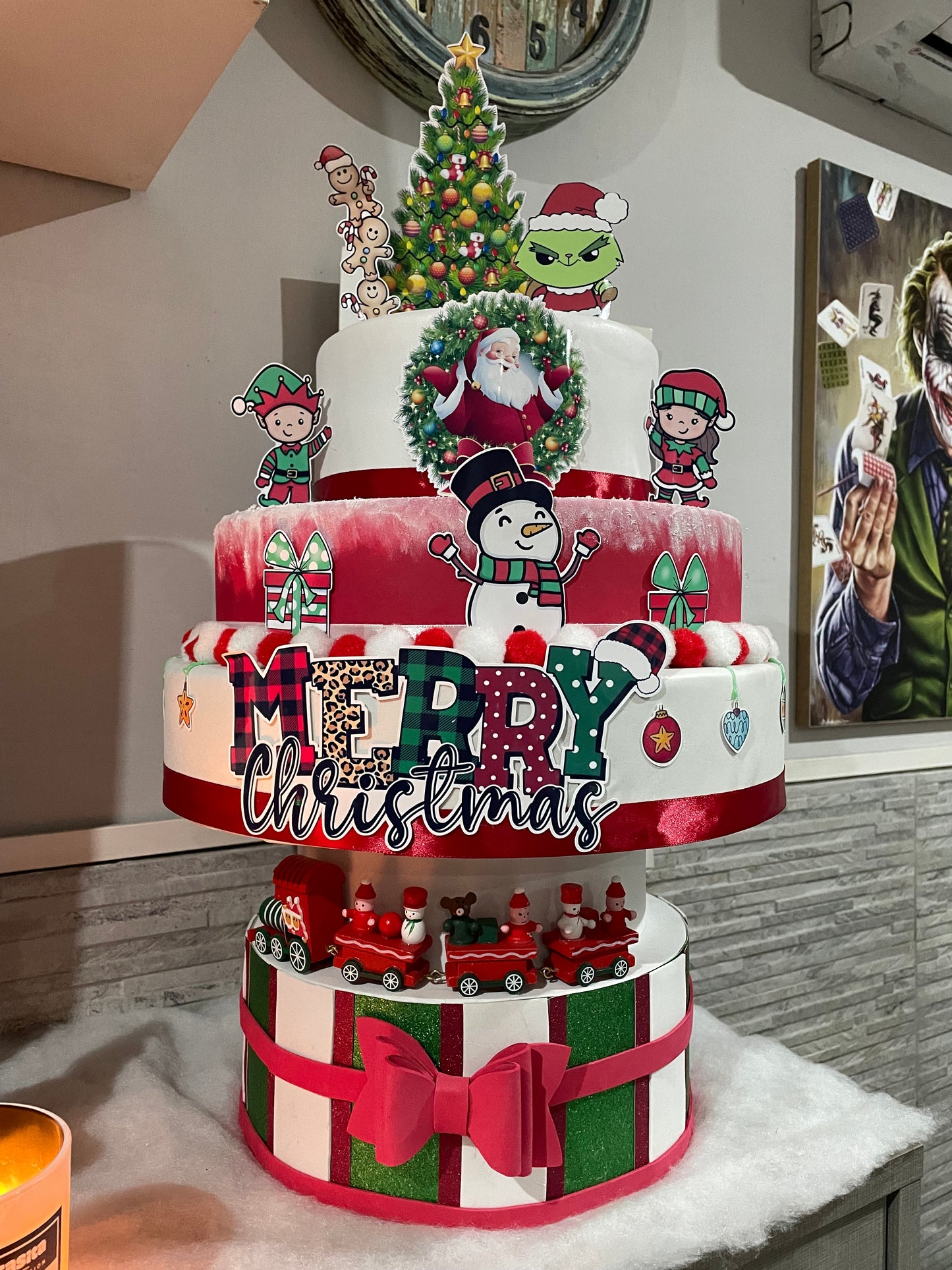 Torta finta scenografica natalizia "Merry Christmas"