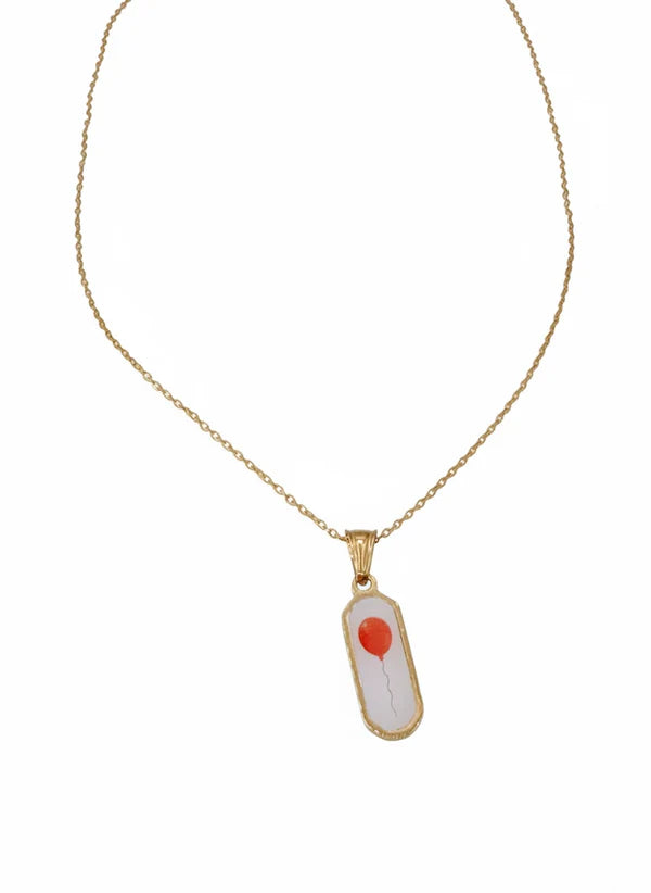 Collana Ciondolo Ovale "Palloncino Rosso" – Gioiello Minimalista
