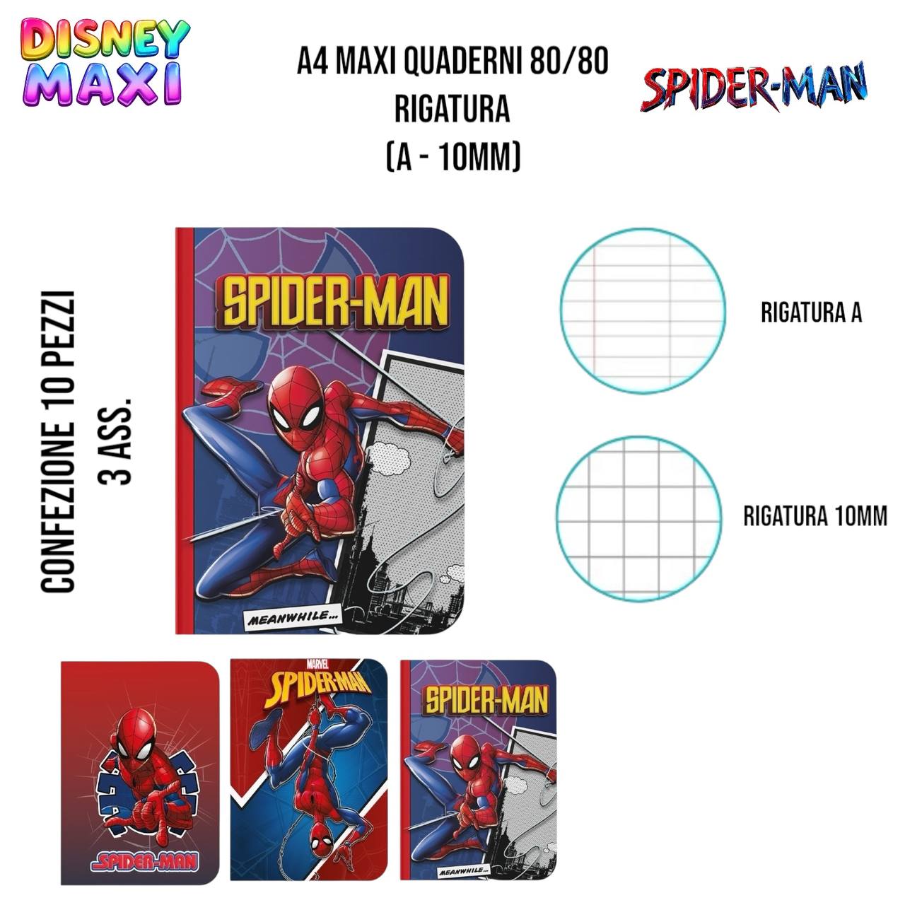 MAXI QUADERNI A4 DISNEY Spiderman rigo a con margine