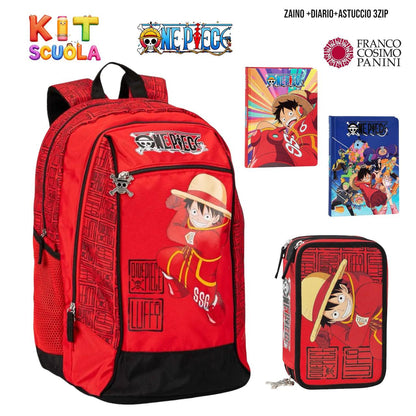 Kit Scuola Completo One Piece – Zaino (o Trolley) + Diario + Astuccio 3 Zip | Franco Cosimo Panini