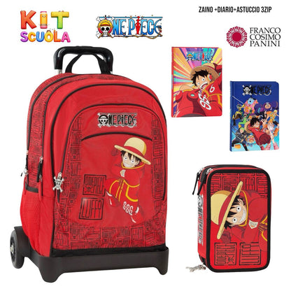 Kit Scuola Completo One Piece – Zaino (o Trolley) + Diario + Astuccio 3 Zip | Franco Cosimo Panini