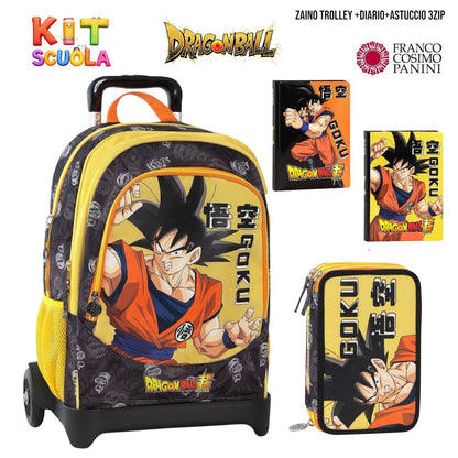 Kit Scuola Completo Dragon Ball Super – Zaino (o Trolley) + Diario + Astuccio 3 Zip | Franco Cosimo Panini