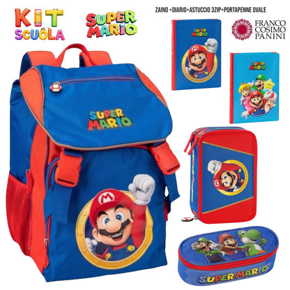 Kit Scuola Completo Super Mario / Mario Kart – Zaino (o Trolley) + Diario + Astuccio 3 Zip + Portapenne Ovale | Franco Cosimo Panini