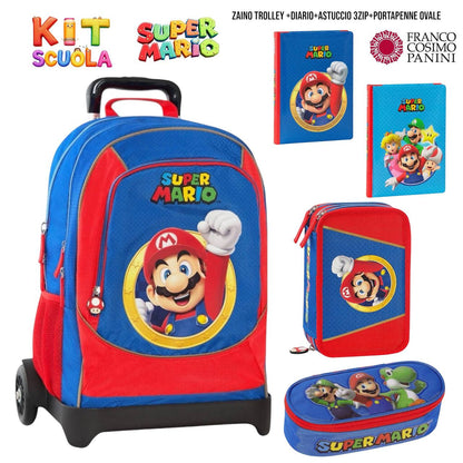 Kit Scuola Completo Super Mario / Mario Kart – Zaino (o Trolley) + Diario + Astuccio 3 Zip + Portapenne Ovale | Franco Cosimo Panini
