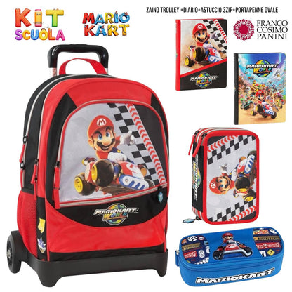 Kit Scuola Completo Super Mario / Mario Kart – Zaino (o Trolley) + Diario + Astuccio 3 Zip + Portapenne Ovale | Franco Cosimo Panini
