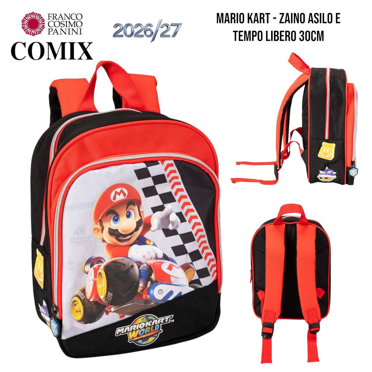 Zaino Asilo e Tempo Libero 30 cm Super Mario / Mario Kart (Collezione 2026/2027) – Franco Cosimo Panini Comix