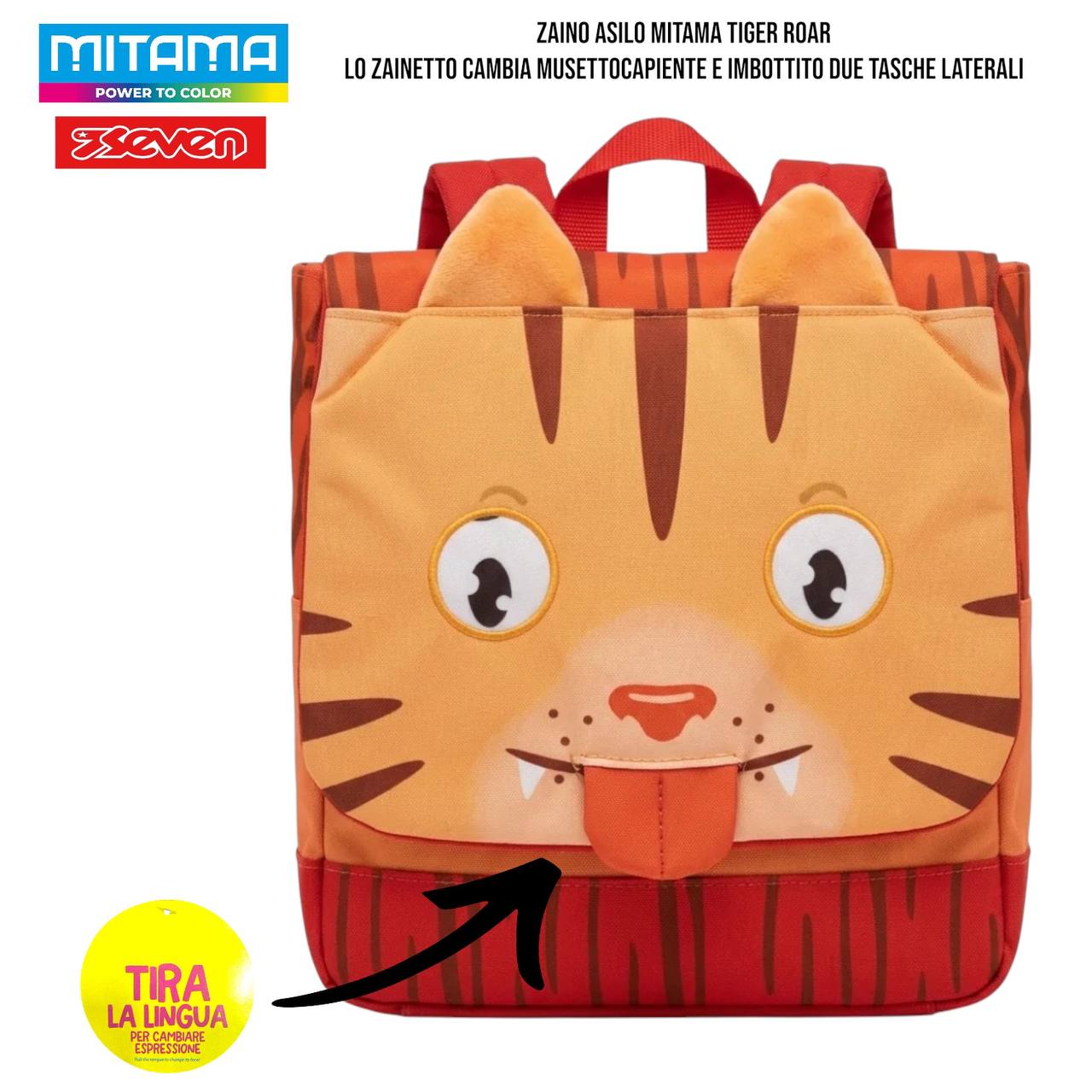 Zaino Asilo Mitama (Modelli Teddy Wink / Unicorno / Puppy Blue / Tiger Roar) – Zainetto Asilo con Funzione "Tira la Lingua" | Mitama & Seven