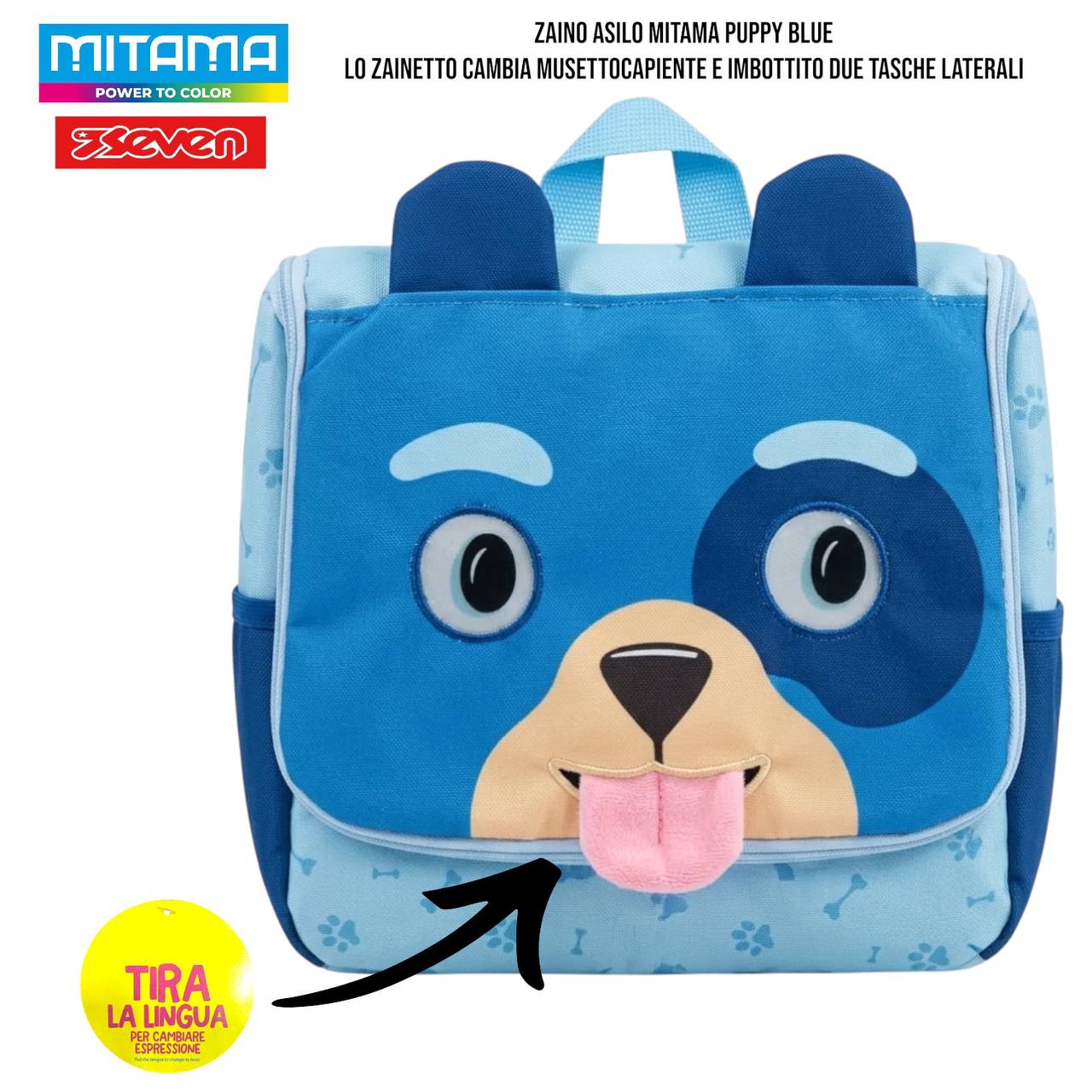 Zaino Asilo Mitama (Modelli Teddy Wink / Unicorno / Puppy Blue / Tiger Roar) – Zainetto Asilo con Funzione "Tira la Lingua" | Mitama & Seven