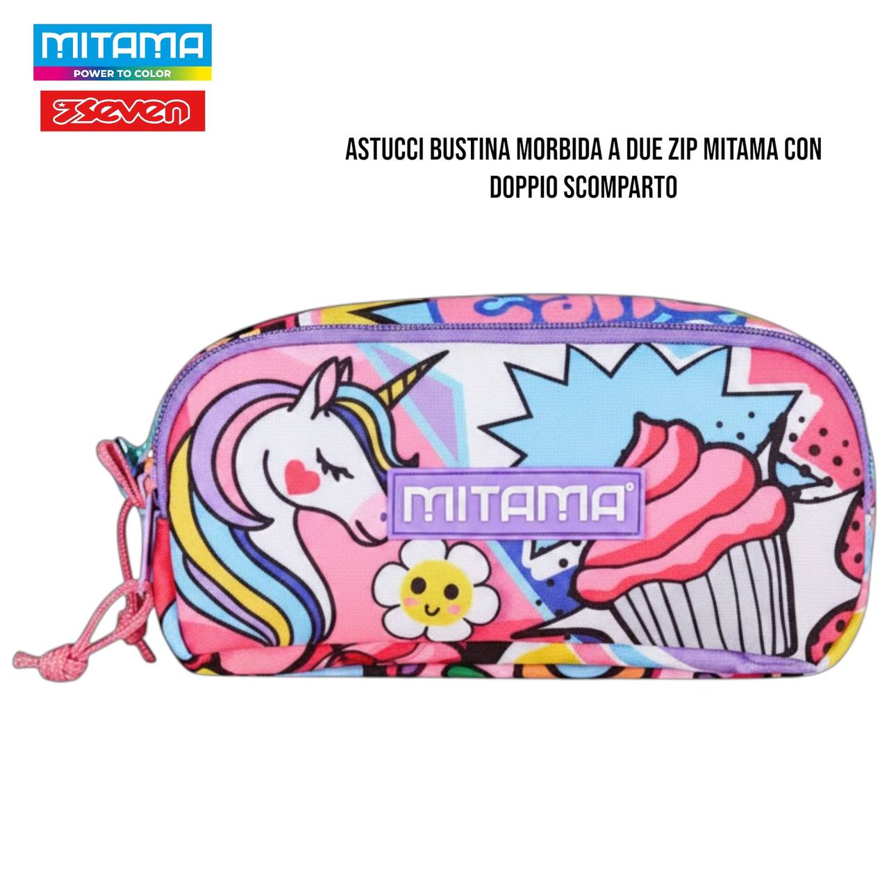 Astuccio Scuola 2 Zip / Tombolone Mitama - Fantasie Assortite per Ragazzi e Ragazze