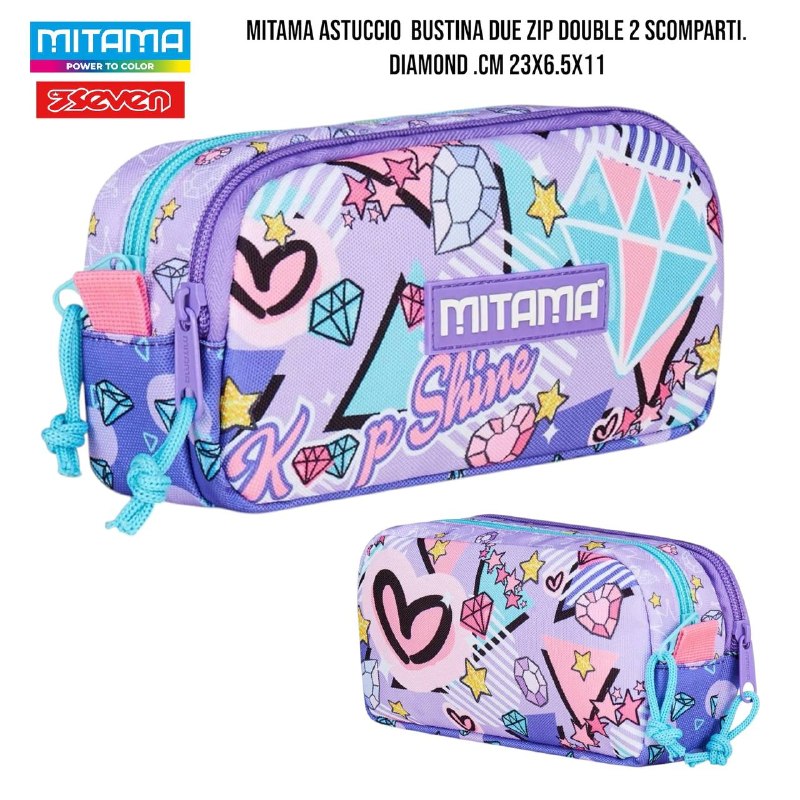 Astuccio Scuola 2 Zip / Tombolone Mitama - Fantasie Assortite per Ragazzi e Ragazze