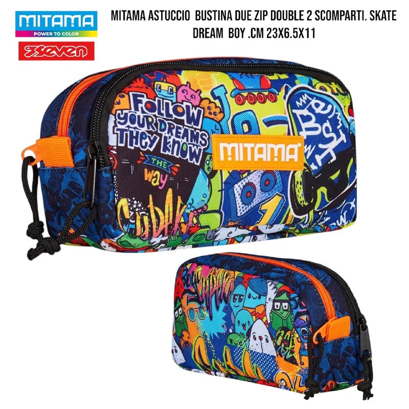 Astuccio Scuola 2 Zip / Tombolone Mitama - Fantasie Assortite per Ragazzi e Ragazze