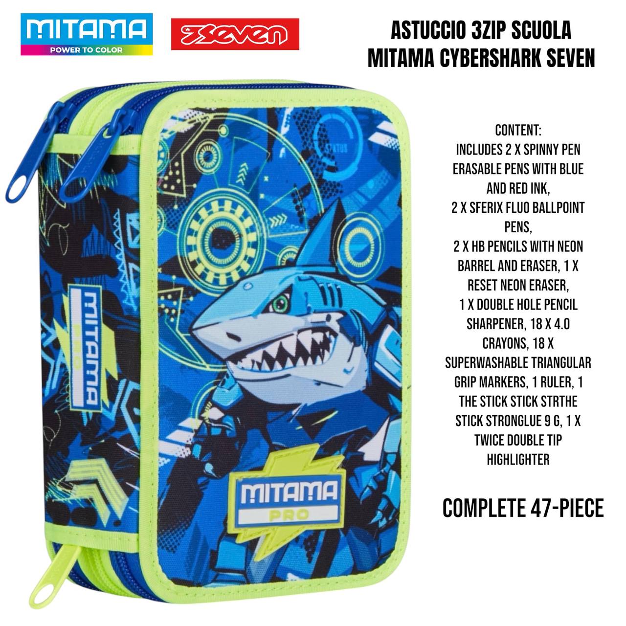 Astuccio Scuola 3 Zip Completo Mitama / Seven - Fantasie Assortite (47-50 Pezzi)