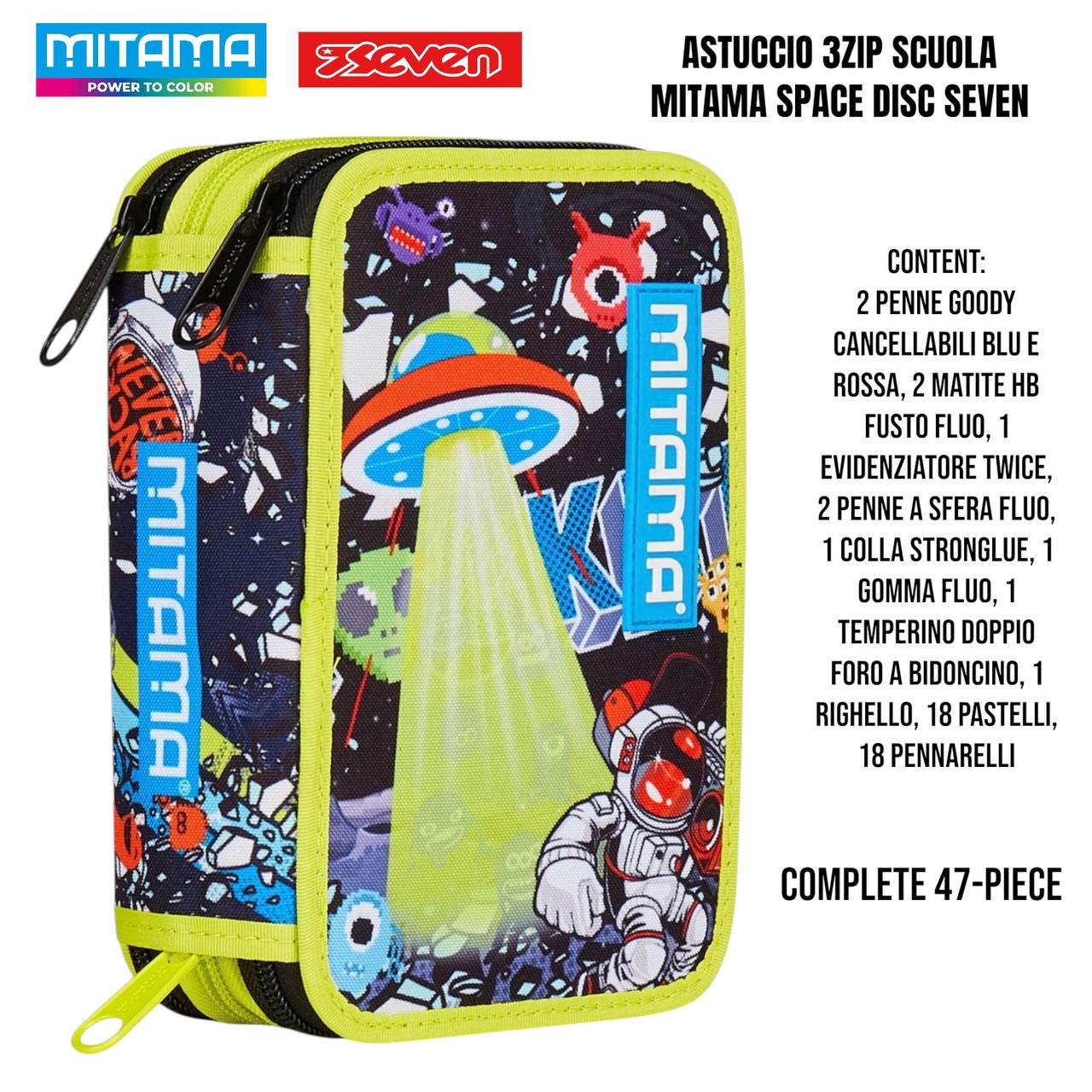 Astuccio Scuola 3 Zip Completo Mitama / Seven - Fantasie Assortite (47-50 Pezzi)