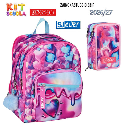 Kit Scuola Seven SJ Gang - Zaino e Astuccio 3 Zip Collezioni Assortite