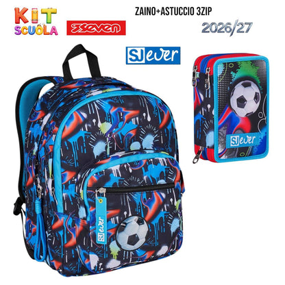 Kit Scuola Seven SJ Gang - Zaino e Astuccio 3 Zip Collezioni Assortite