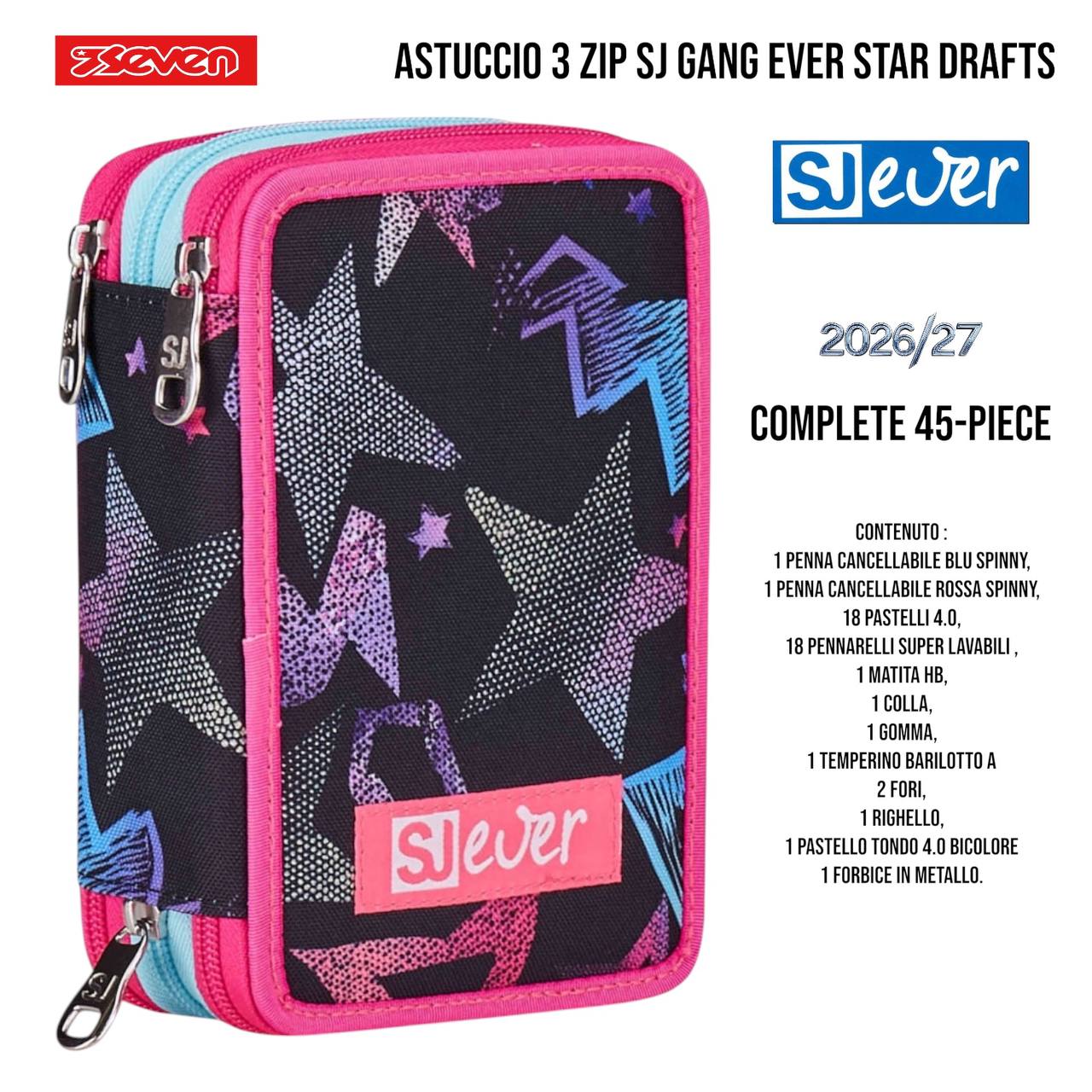Astuccio 3 Zip Seven SJ Gang Completo 45 Pezzi - Fantasie Assortite