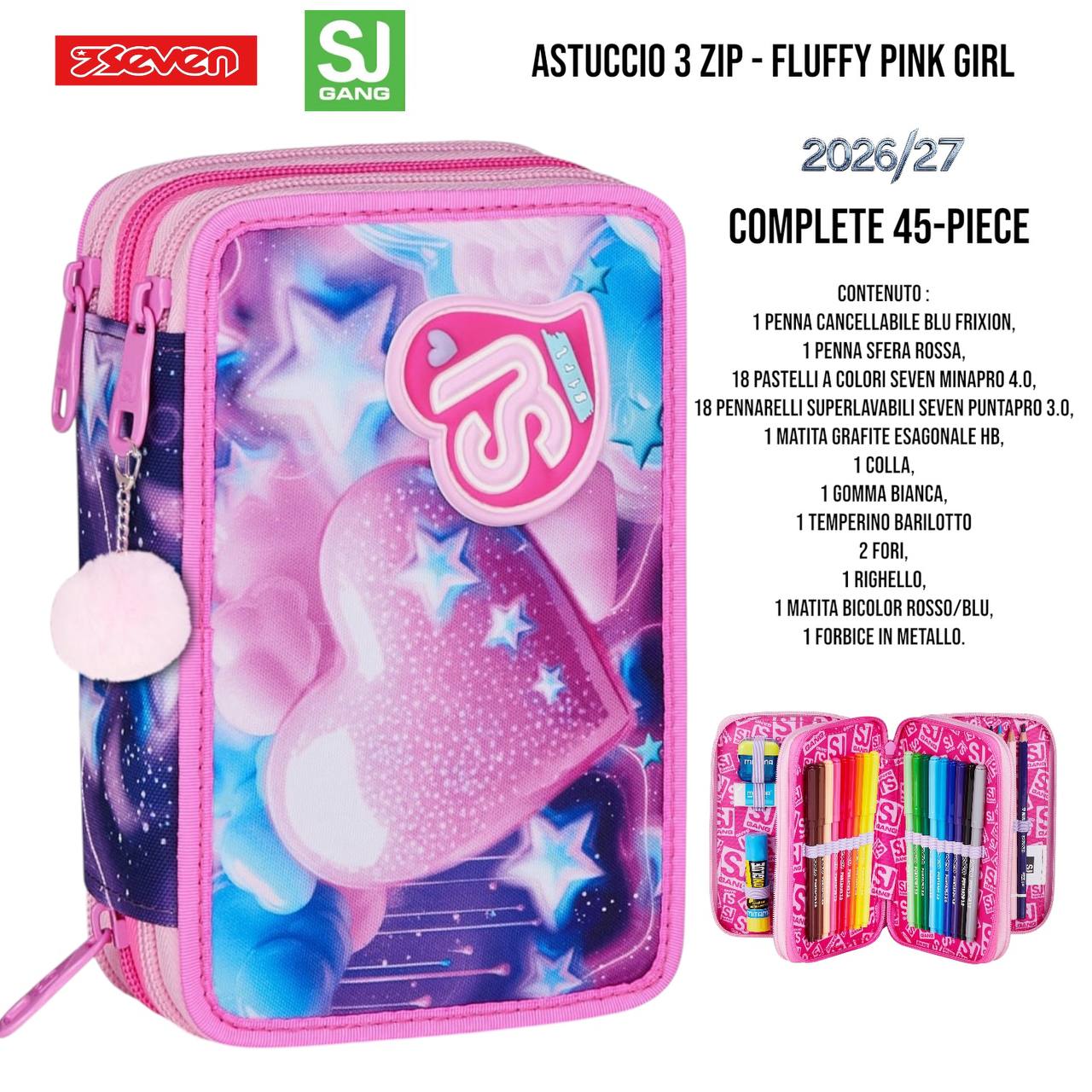 Astuccio Scuola 3 Zip Completo Mitama / Seven - Fantasie Assortite (47-50 Pezzi) (Copia)