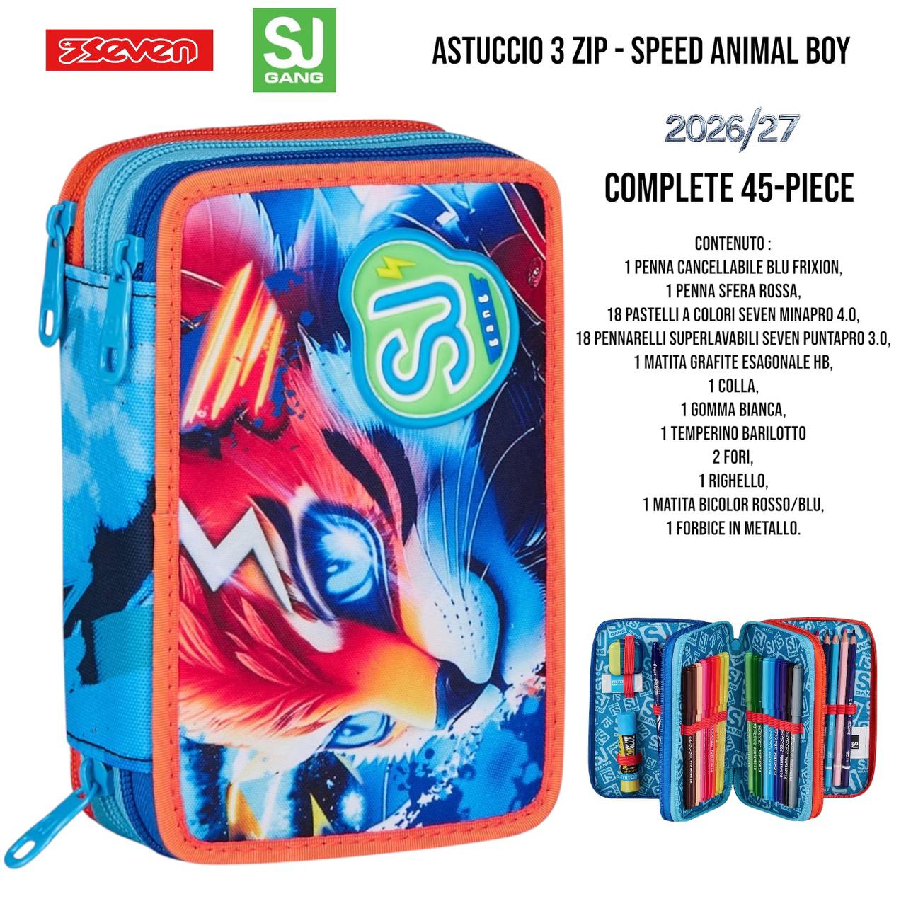Astuccio Scuola 3 Zip Completo Mitama / Seven - Fantasie Assortite (47-50 Pezzi) (Copia)