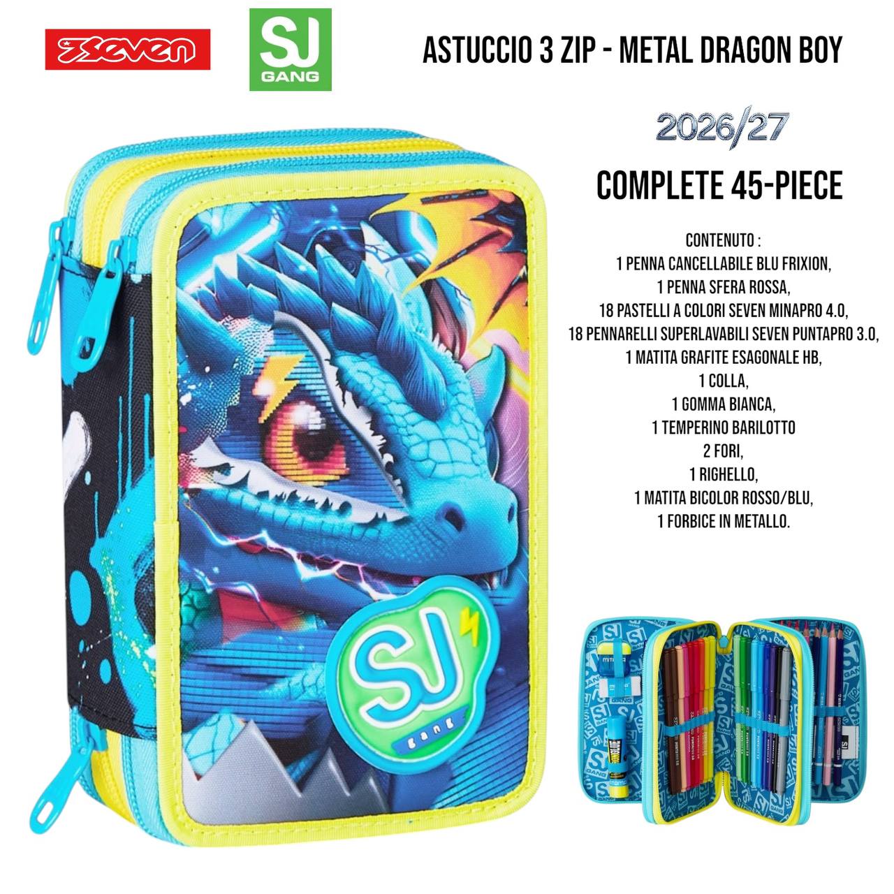Astuccio Scuola 3 Zip Completo Mitama / Seven - Fantasie Assortite (47-50 Pezzi) (Copia)