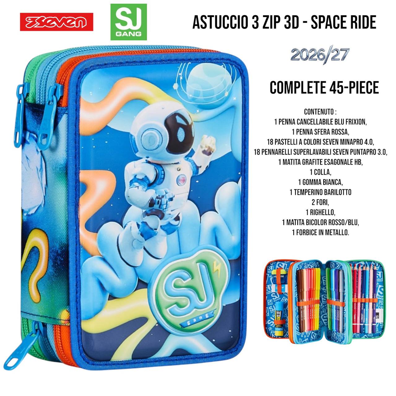 Astuccio Scuola 3 Zip Completo Mitama / Seven - Fantasie Assortite (47-50 Pezzi) (Copia)
