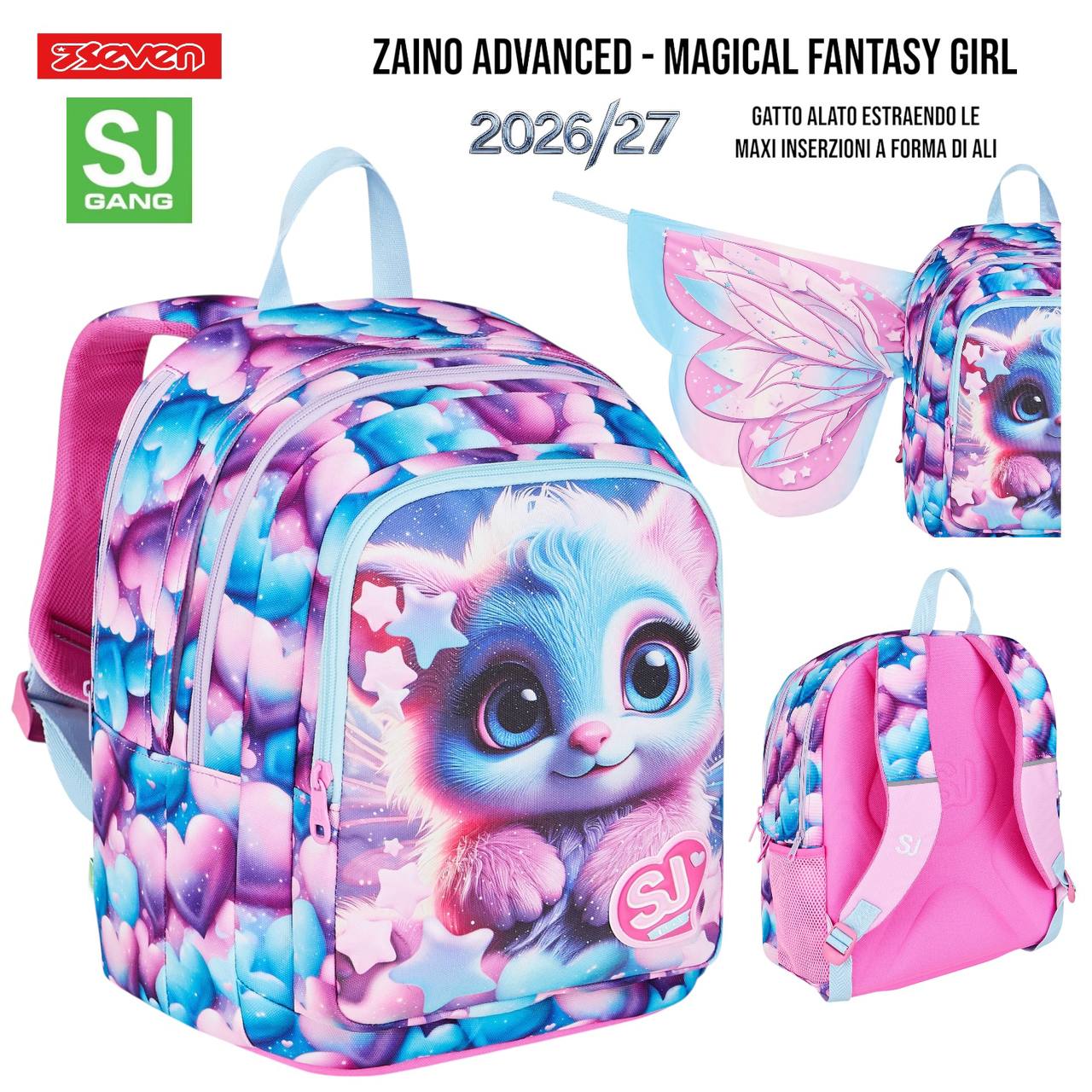 Zaino Estensibile Big SJ Gang - Magical Fantasy Girl / Gatto Alato (Collezione 2026/27)