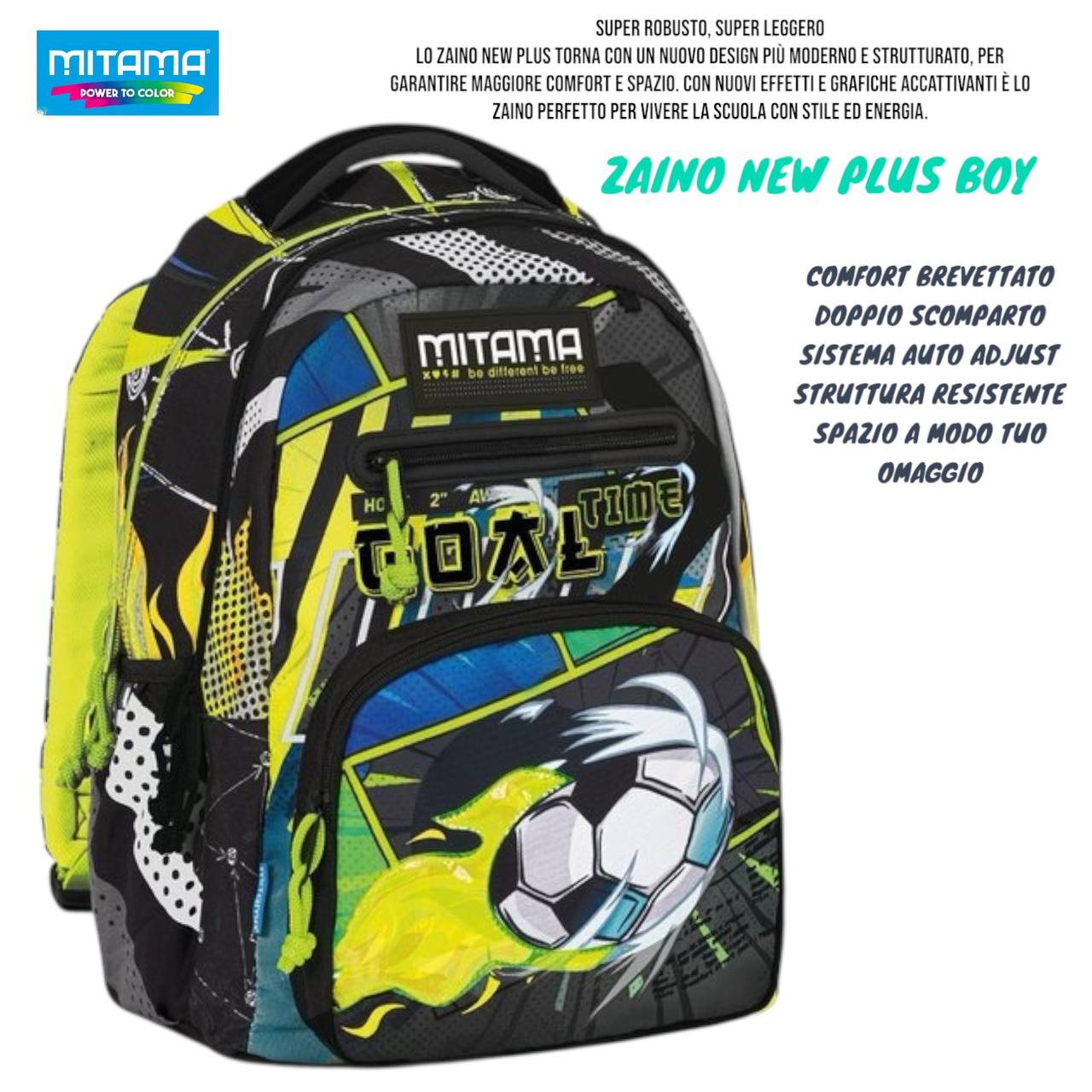Zaino Scuola New Plus Boy / Girl (Collezione New Plus) – Doppio Scomparto con Comfort Brevettato e Sistema Auto Adjust | Mitama
