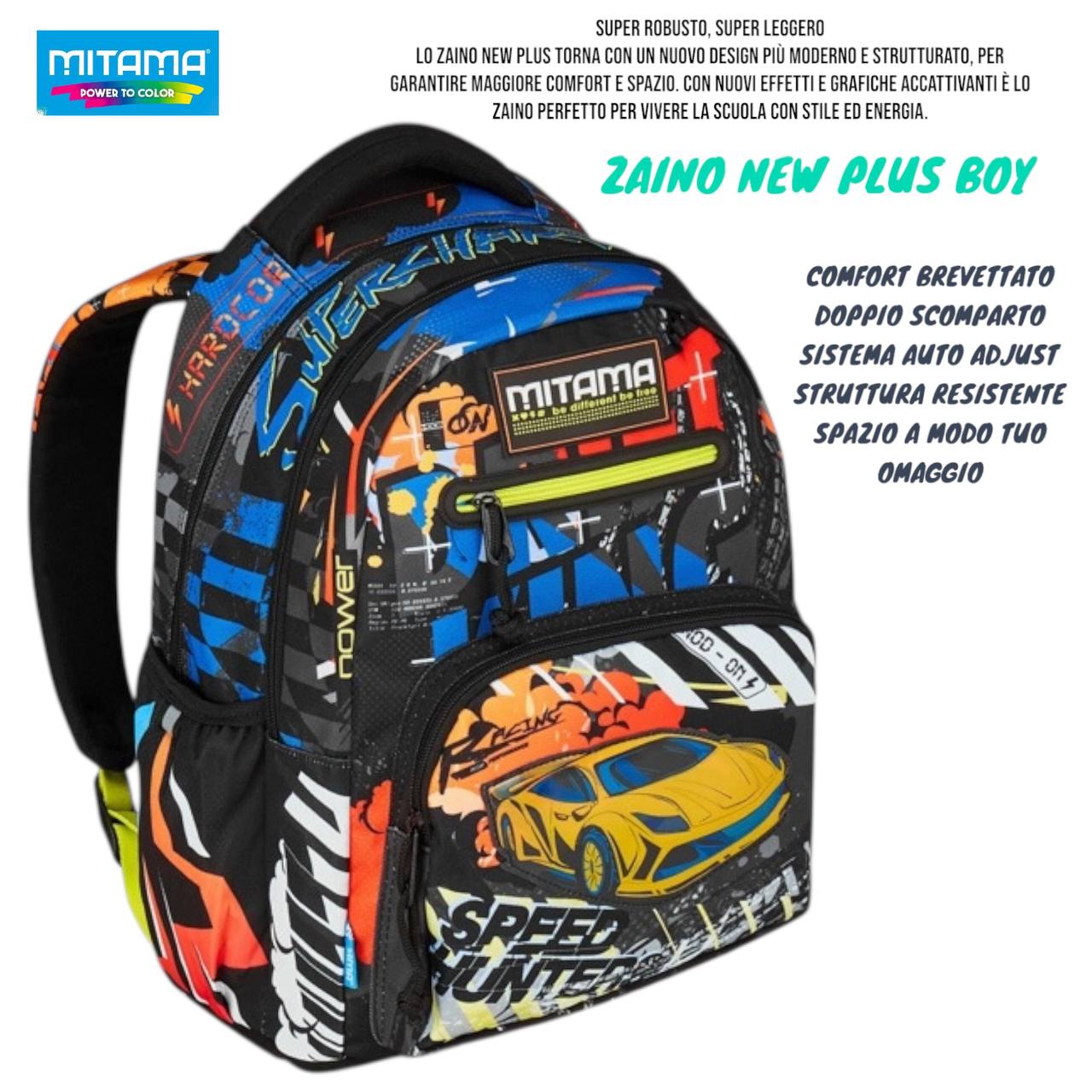 Zaino Scuola New Plus Boy / Girl (Collezione New Plus) – Doppio Scomparto con Comfort Brevettato e Sistema Auto Adjust | Mitama