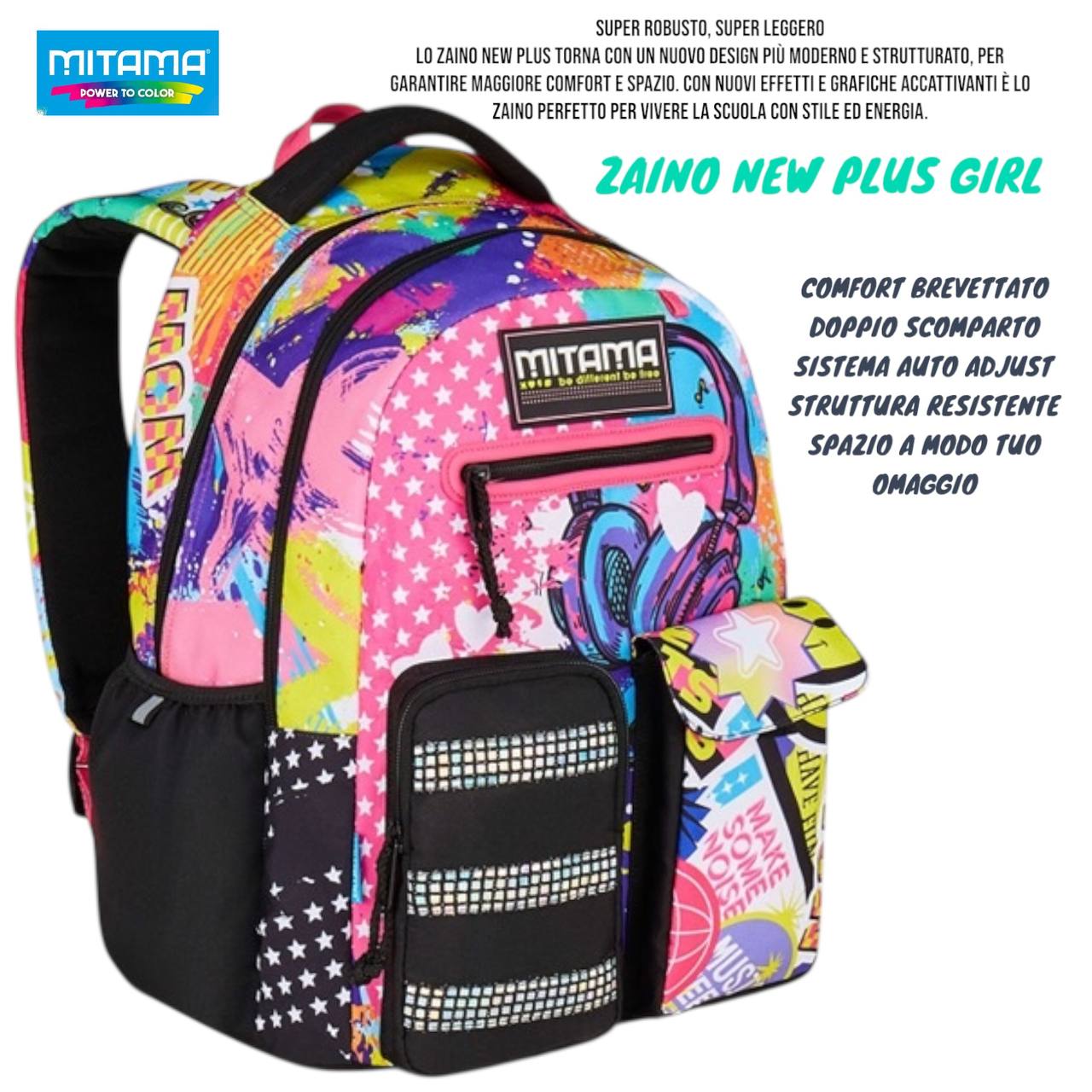 Zaino Scuola New Plus Boy / Girl (Collezione New Plus) – Doppio Scomparto con Comfort Brevettato e Sistema Auto Adjust | Mitama
