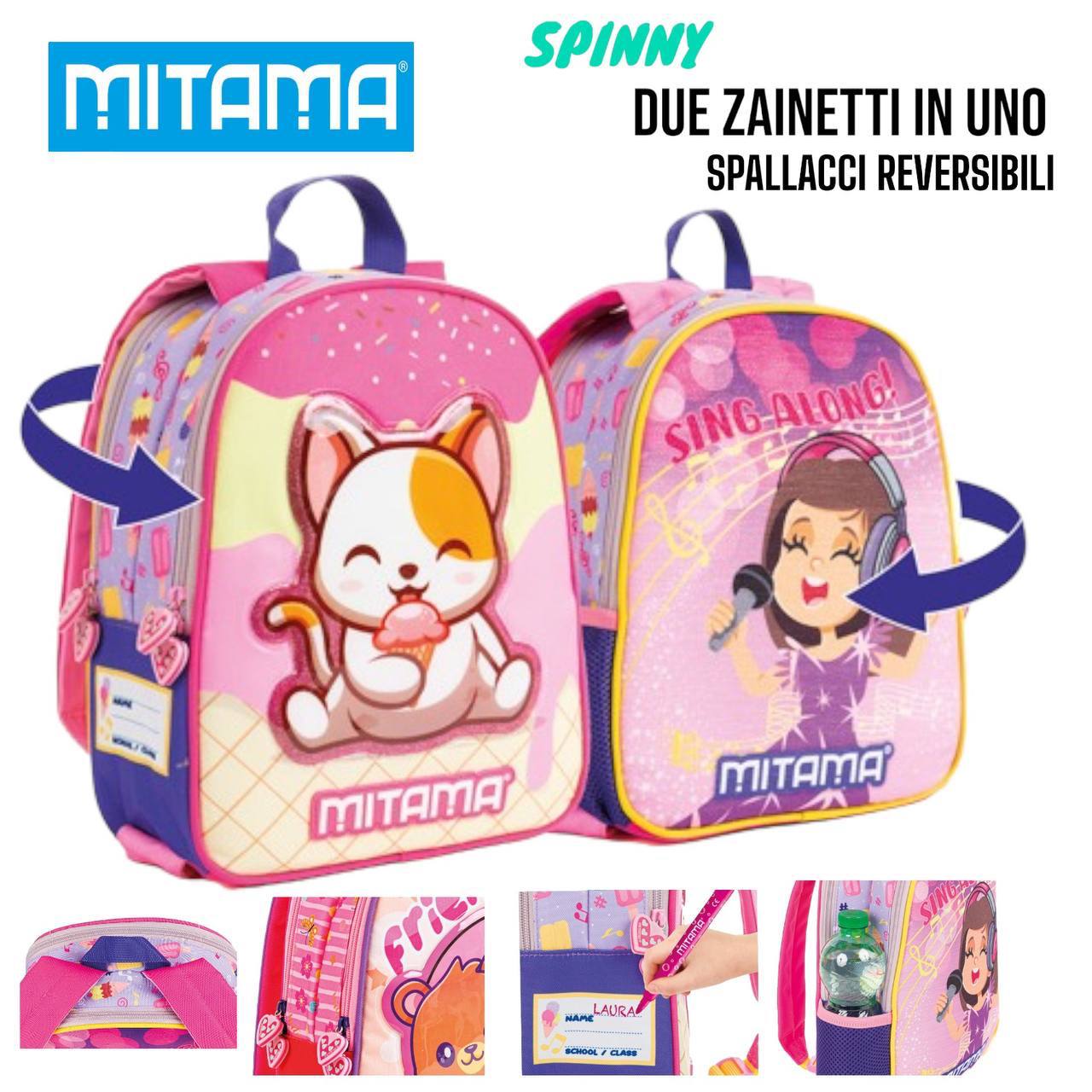 Zainetto Asilo Reversibile Mitama Spinny - Due Zainetti in Uno)