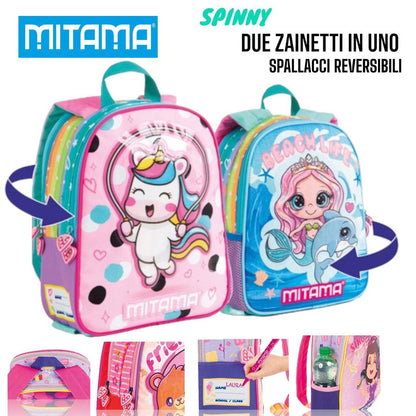 Zainetto Asilo Reversibile Mitama Spinny - Due Zainetti in Uno)
