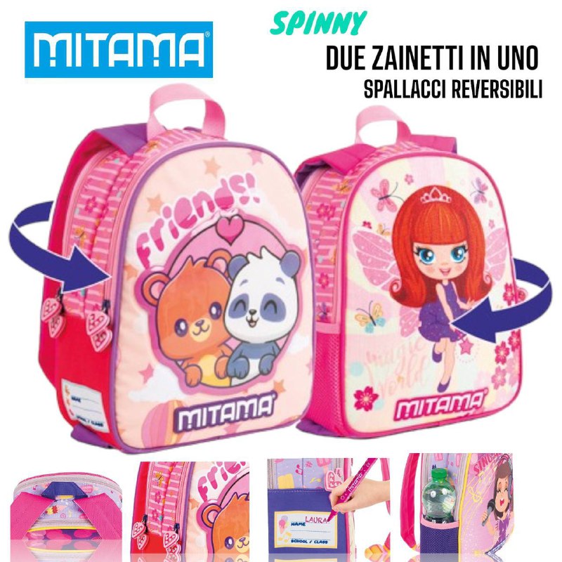 Zainetto Asilo Reversibile Mitama Spinny - Due Zainetti in Uno)