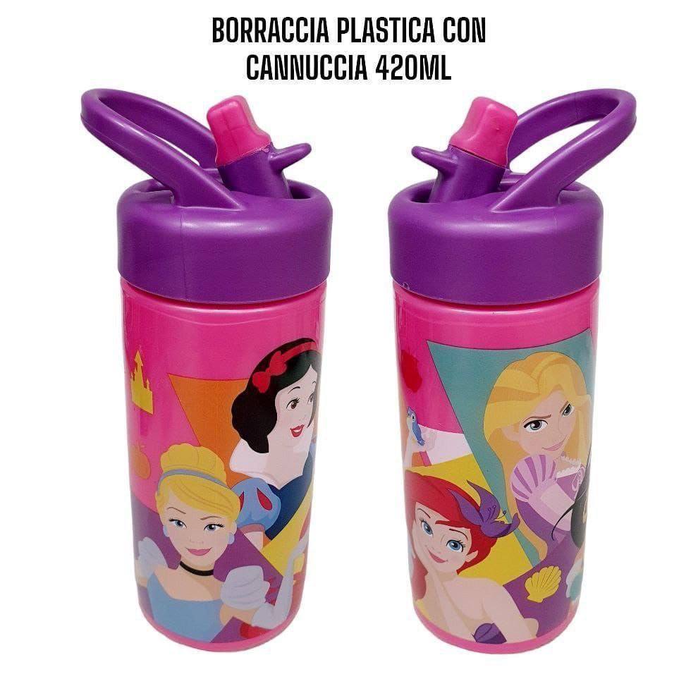 Borraccia per Bambini in Plastica 420 ml con Cannucca e Tappo Sport - Personaggi Assortiti (Disney, Marvel, Nintendo)