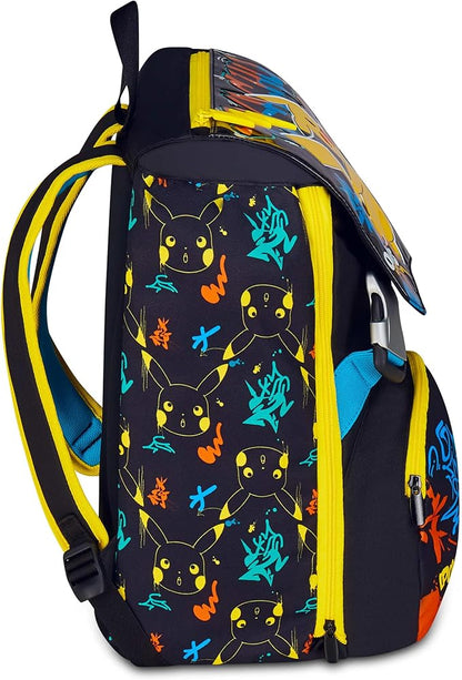 Seven Zaino Pokemon Doppio Scomparto Estensibile, Nero, Maxi Capienza, Schienale Preformato, Bambino, Scuola Elementare