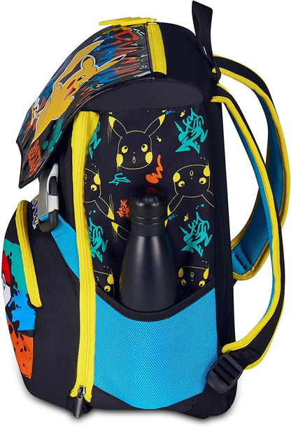 Seven Zaino Pokemon Doppio Scomparto Estensibile, Nero, Maxi Capienza, Schienale Preformato, Bambino, Scuola Elementare