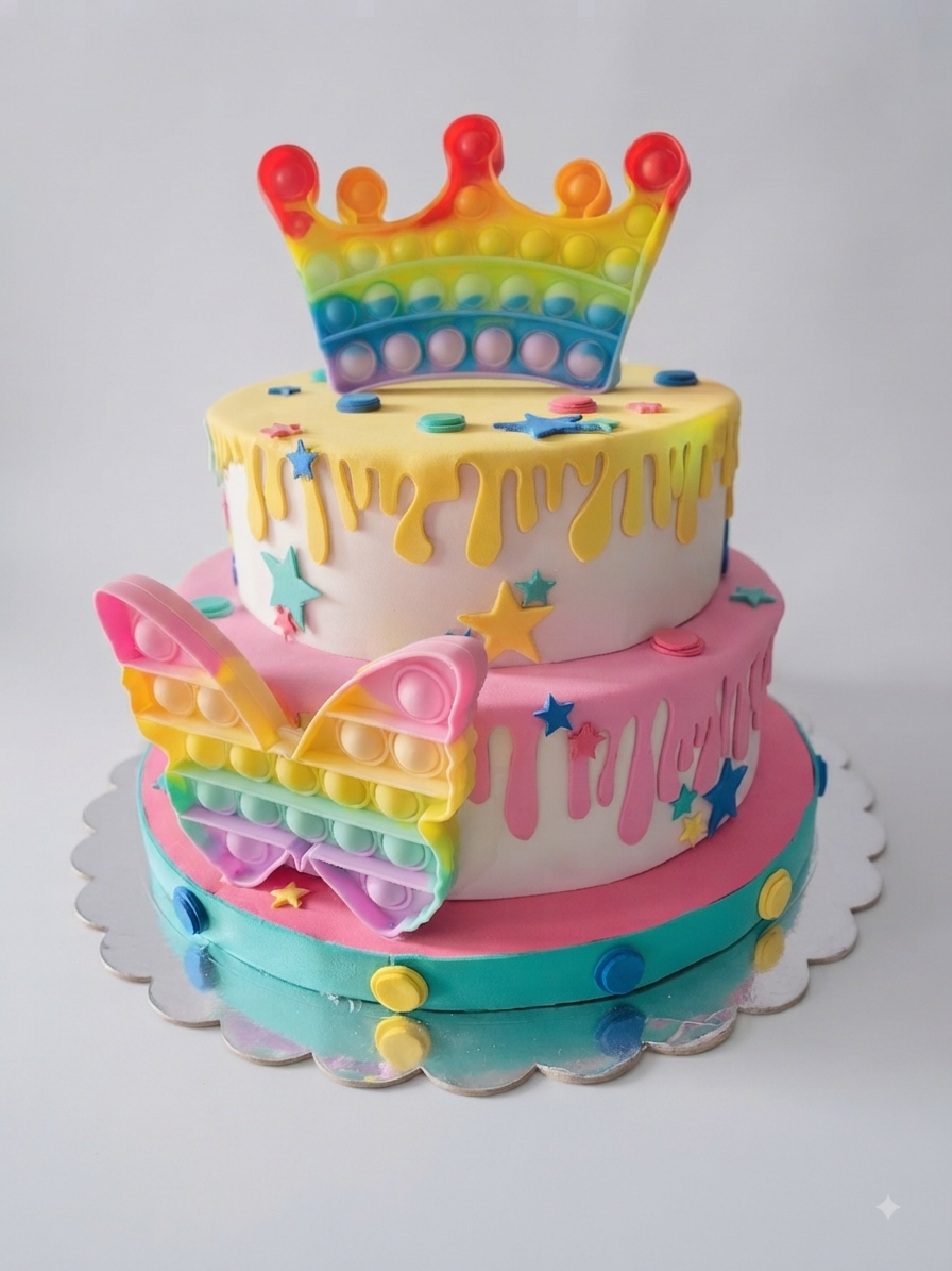 Torta Scenografica Personalizzata "Pop-It Rainbow"