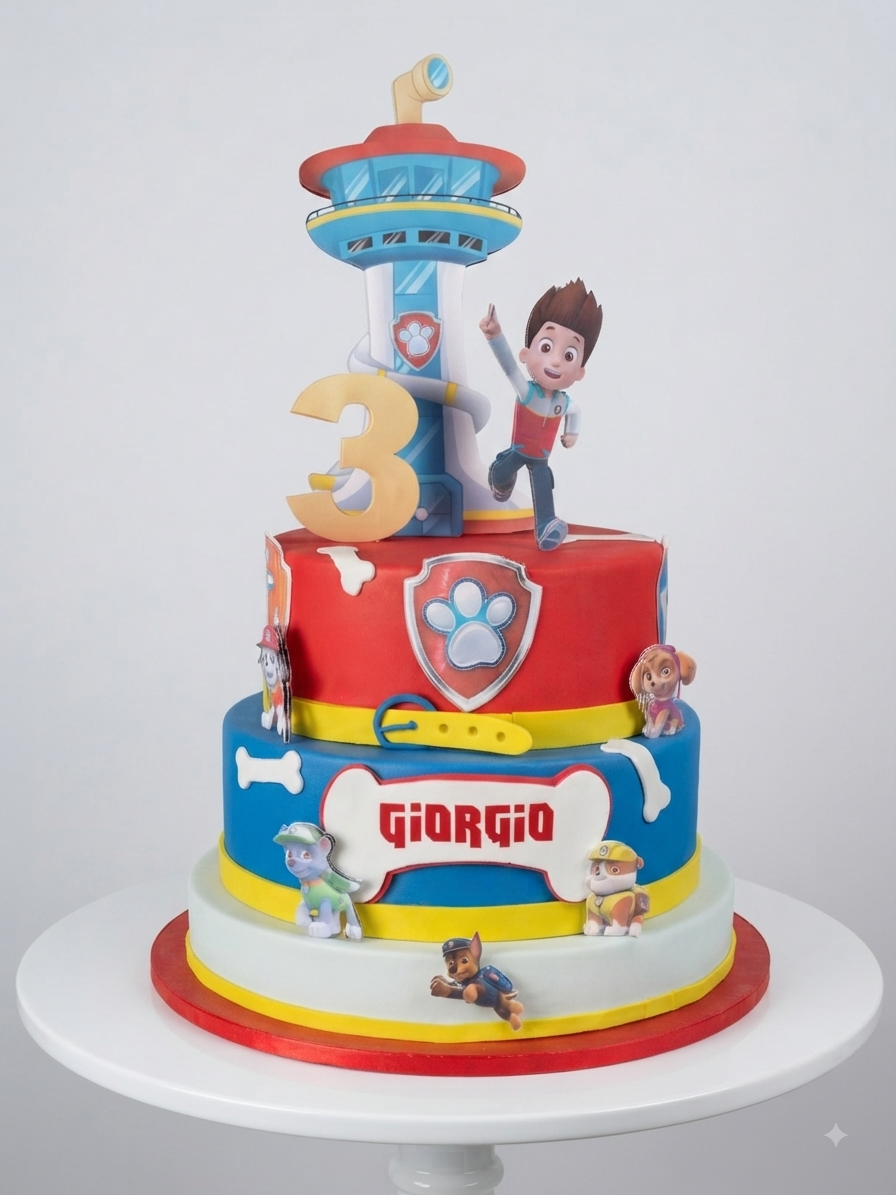 Torta Scenografica Personalizzata "Paw Patrol" a Tre Piani