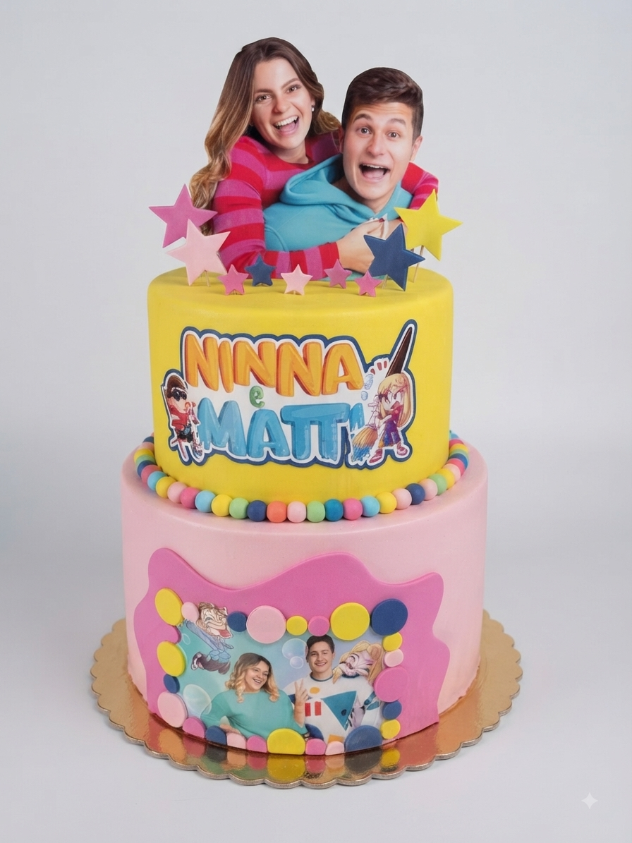 Torta Scenografica Personalizzata "Ninna e Matt" – Decorazione per Compleanni e Feste a Tema