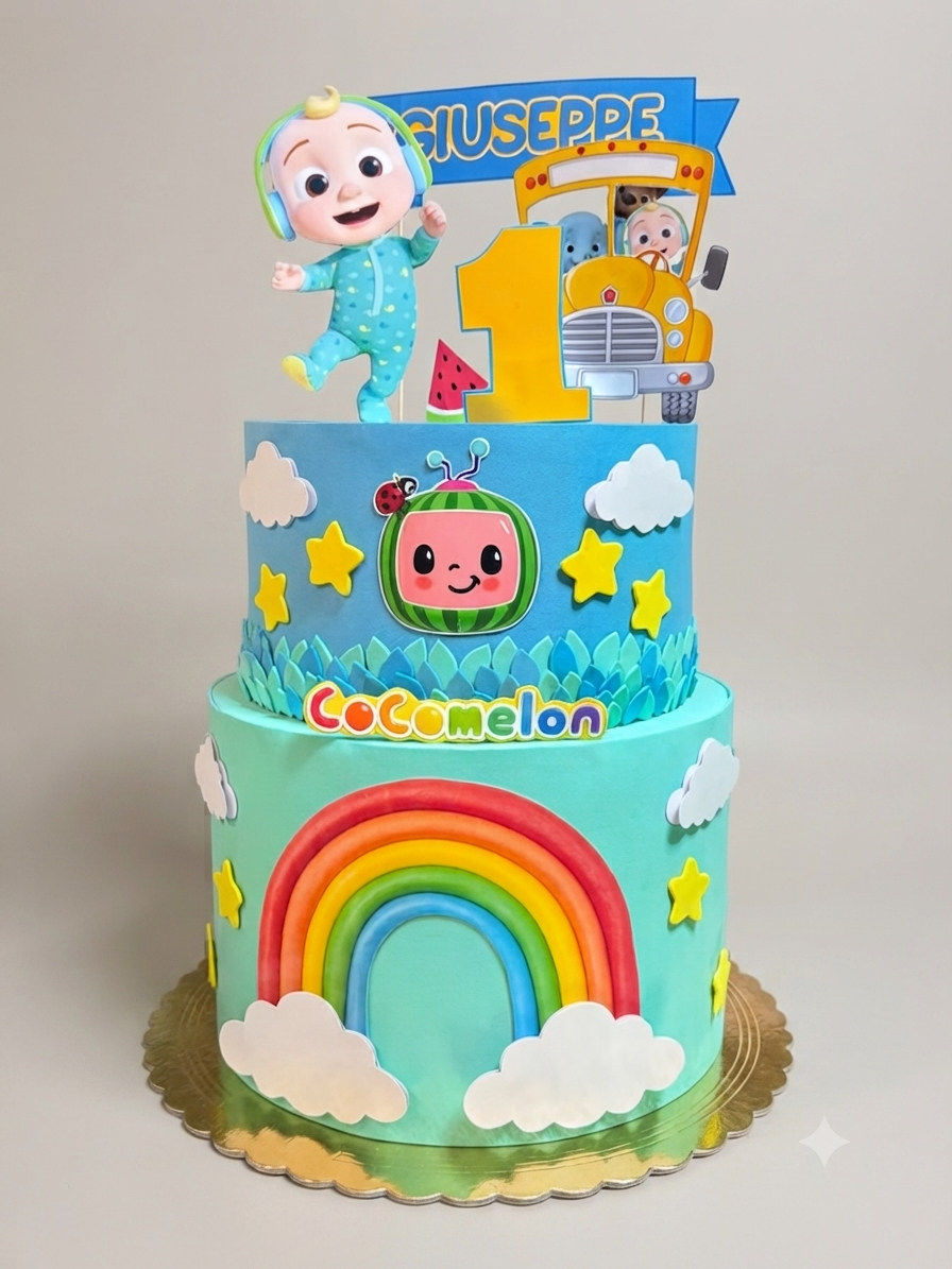 Torta Scenografica in Gomma EVA a Tema Cocomelon - Personalizzabile