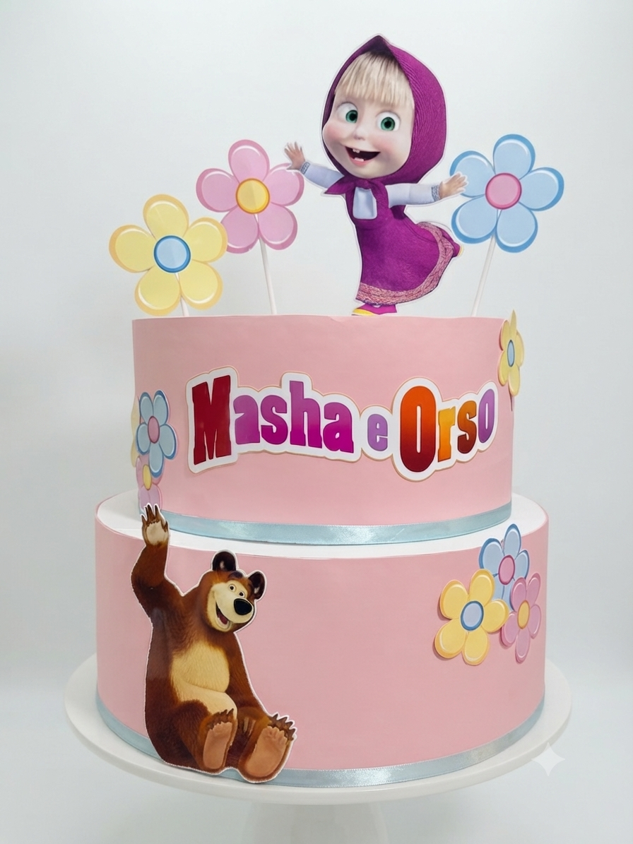 Torta Finta Scenografica a Tema Masha e Orso