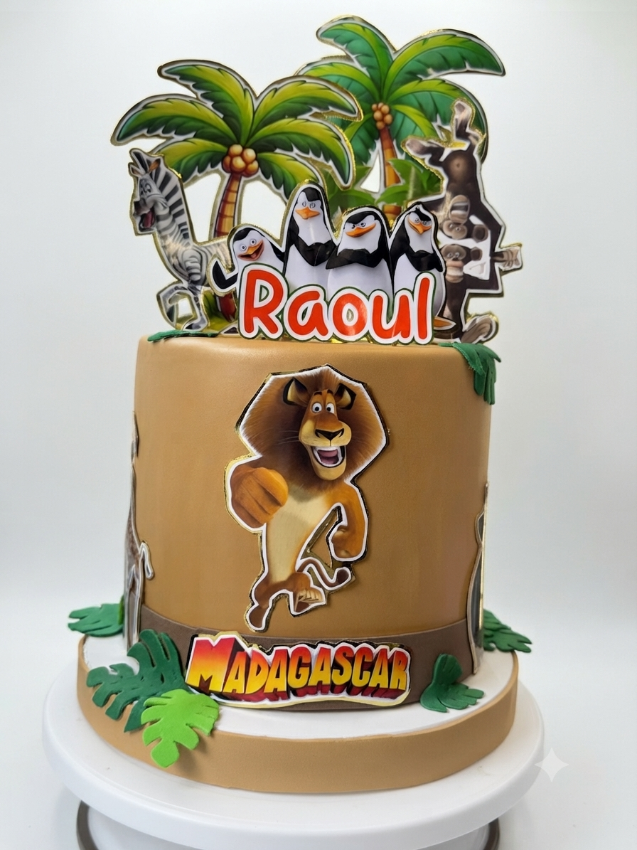 Torta Finta Scenografica in Gomma EVA a Tema Madagascar