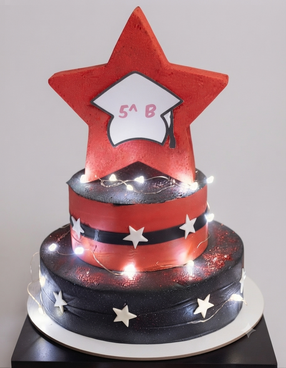 Torta Scenografica in Gomma EVA a Tema Diploma e Fine Anno Scolastico con Luci LED - Personalizzabile