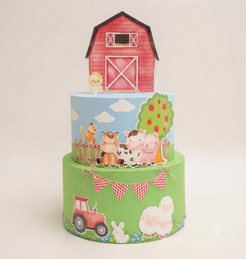Torta Scenografica in Gomma EVA a Tema Fattoria - Fatta a Mano